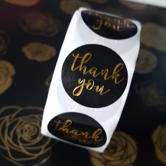 3/25$ 200 pcs Black & Gold Thank You Stickers 1" Inch - Picture 6 of 13